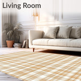 Creamy Plaid Machine Low Pile Area(Beige)