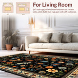 Ultra Soft Area Rug, Non Slip, Stain Resistant, Washable Area Rugs for Living Room, Bedroom, Whimsical Boho Insect Print Bedroom Rug Black(Black)