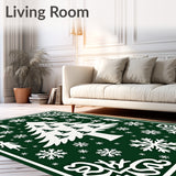 Yoga Pose Pine Tree With Frosted Snowflake Motif Design(Green)