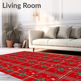 Winter Starburst Interlocking Plaid with Festive Botanical Flourish(Red)