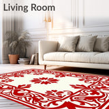 Art Nouveau Floral Swirl with Ornate Vines (Red)