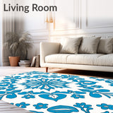 Vintage Medallion Blossom Motif Adorned Artistic (Blue)