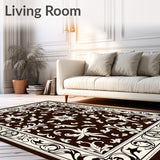 Traditional Damask Scroll with Baroque Inspired Motifs (Brown)