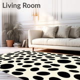 Spotted Cowhide Area with Natural Hide Texture Design(Black)