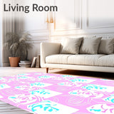 Groovy Optical Illusion Checkerboard with Swirling Pop Art Details(Pink)