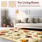 Ultra Soft Area Rug, Non Slip, Stain Resistant, Washable Area Rugs for Living Room, Bedroom, Unique Mushroom Spring Kitchen Decor(Beige)
