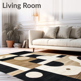 Abstract Beige Area Non Slip with Modern Art(Beige)
