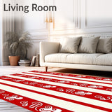Cane Stripe Doormat with Peppermint Swirl Accents(Red)