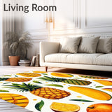 Tropical Fruit Fusion Area Rug Colorful Pineapple & Mango Print Carpet(Yellow)