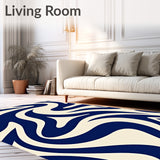 Modern Wavy Interlocking Motif with Bold Curves and Abstract Layers(Blue)