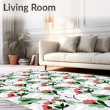 Modern Boho Mosaic Showcasing Abstract Interlocking Floral Tiles(Red)