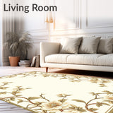 Elegant Beige Floral Runner Serene Hallway & Kitchen(Beige)