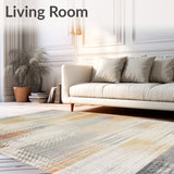 Contemporary Distressed Geometric beige Area Design(Gray)