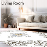 Distressed Botanical Vine Scroll with Weathered Flourishes (White) - ODIKA