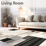 Contemporary Geometric Area with Elegant Beige and Black Design(Beige)