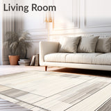 Contemporary Beige Area Minimalist Linear(Beige)