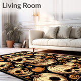 Spooky Heart Eyed Skull Tufted Rug Halloween Gothic Aesthetic(Black)