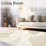 Elegant Beige Geometric Wave Design Area(Beige)
