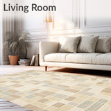 Graceful Beige with Geometric Blocks and Interlocking Grid Motifs(Beige)