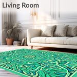 Enchanted Garden Blossoms Swirling Vines Abstract Foliage (Green) - ODIKA