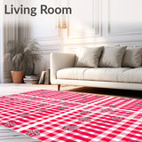 Whimsical Gingham Blocks with Stylized Snowflake Embellishments(Red)