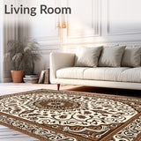 Rustic Paisley Swirl Accent With Interlocking Floral Motifs(Brown)