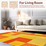 Ultra Soft Area Rug, Non Slip, Stain Resistant, Washable Area Rugs for Living Room, Bedroom, Boho Distressed Low Pile(Orange)