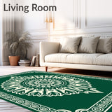 Lotus Bloom with Abstract Scrollwork Flourish(Green)