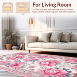 Ultra Soft Area Rug, Non Slip, Stain Resistant, Washable Area Rugs for Living Room, Bedroom, Vintage Faux Wool(Pink)