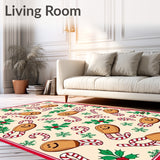 Cane Wonderland with Smiling Biscuit Characters and Winter Motifs(Beige)