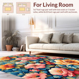 Ultra Soft Area Rug, Non Slip, Stain Resistant, Washable Area Rugs for Living Room, Bedroom, Floral Tropical Runner(Pink)