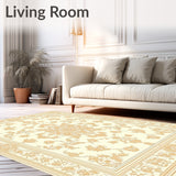 Tranquil Medallion Area with Ornate Scrolls and Classic Filigree Motifs(Beige)
