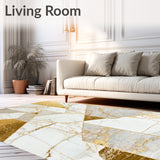 Auraweave Area Abstract Beige Gold Marble Geometric(White)