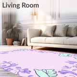 Charming Cartoon Cats Chasing Butterflies with Swirling Floral Vines(Pink)