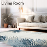 Coastal Palm Leaf Area in Blue Grey and Beige Hues(Gray)