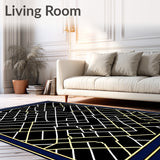 Lattice Interlocking Motif Machine Floor Covering (Black)