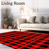 Checkered Plaid Decorative Floor with Alternating Squares(Red)