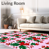 Festive Nordic Snowflake Mosaic with Cheerful Holly Leaf Highlights(Red)