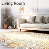 Artful Beige Contemporary Geometric Non Slip Modern Decor(Beige)
