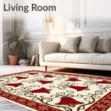 Holiday Chime Motif Featuring Stylized Bells And Curving Vine Embellishments(Red)