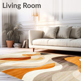 Artisan Cascade with Flowing Beige and Brown Waves Orange Highlights(Beige)