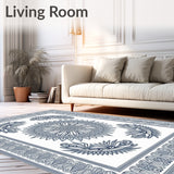 Boho Medallion Print Hallway Easy Clean(Blue)