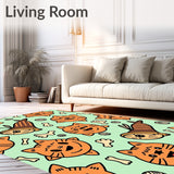 Cartoon Tabby Cats with Fish Bone and Yarn Accessories(Green)