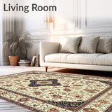 Artisan Floral Medallion Area Classic Farmhouse Decor Collection(Ivory)