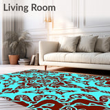 Enchanted Meadow Floral Symmetrical Interlocking Medallion Design (Brown)