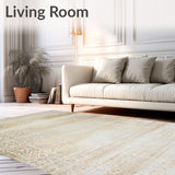 Beige Area Distressed Contemporary Boho Inspired Weave(Beige)