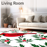 Festive Cardinal Perched Among Holly Branch Winter Scene(Red)