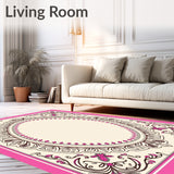 Floral Paisley Scroll Design Ornamental Traditional Accent(Pink)