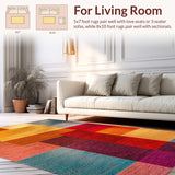 Ultra Soft Area Rug, Non Slip, Stain Resistant, Washable Area Rugs for Living Room, Bedroom, Modern Abstract Cabin(Red)