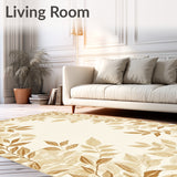 Beige Leaf Design Area Indoor Entranceway(Beige)